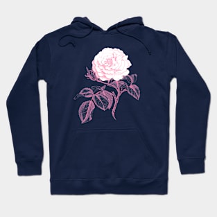 Pink Rose Monochrome Illustration Hoodie